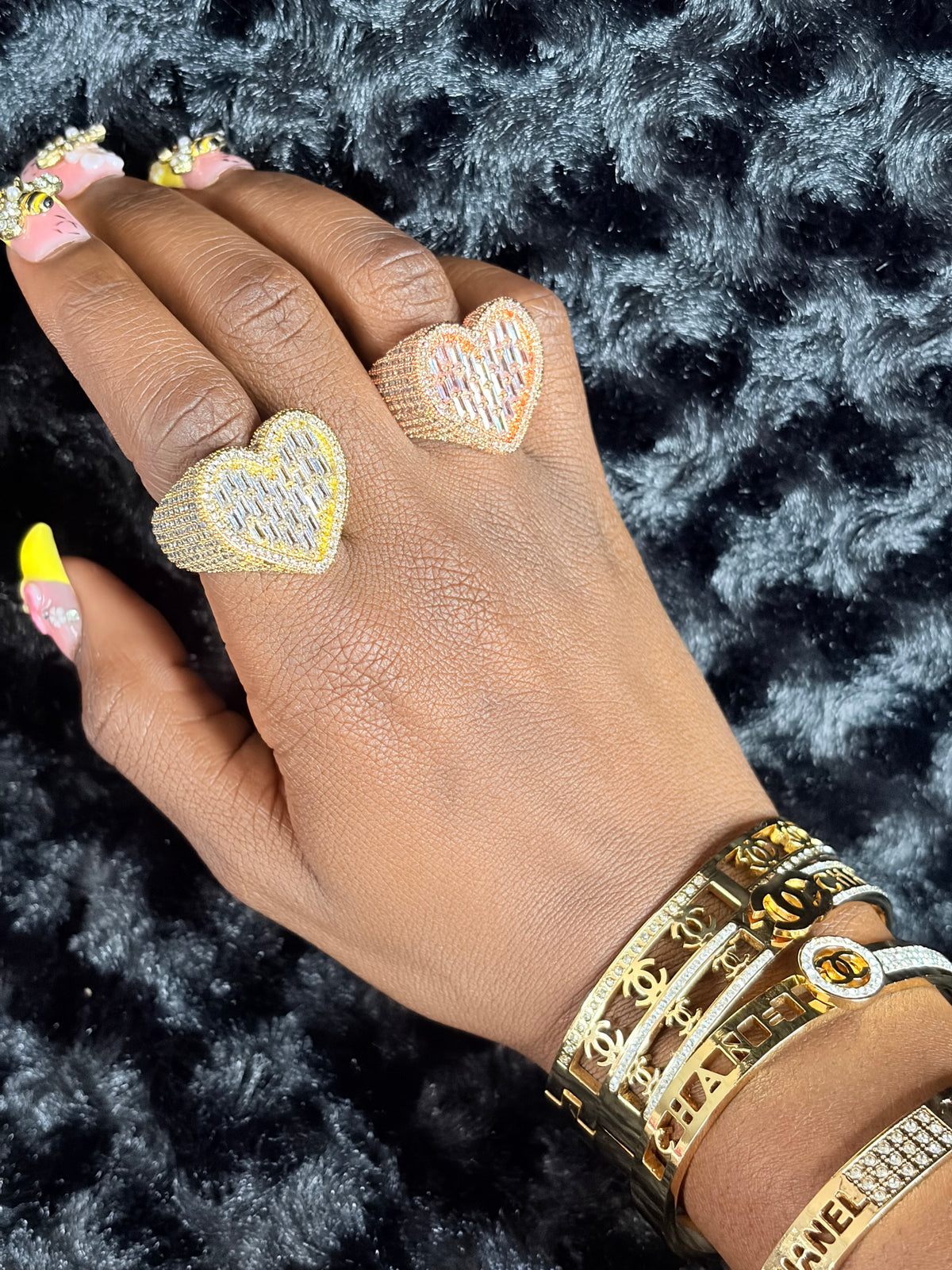 Big icey heart rings